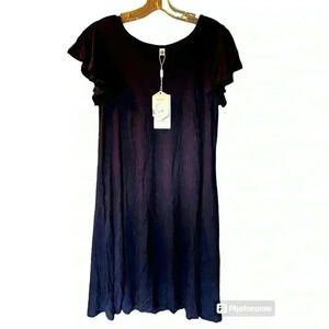 NWT Askyes Beauty Little Blue Dress Women's Size M Ruffled Short Sleeves
